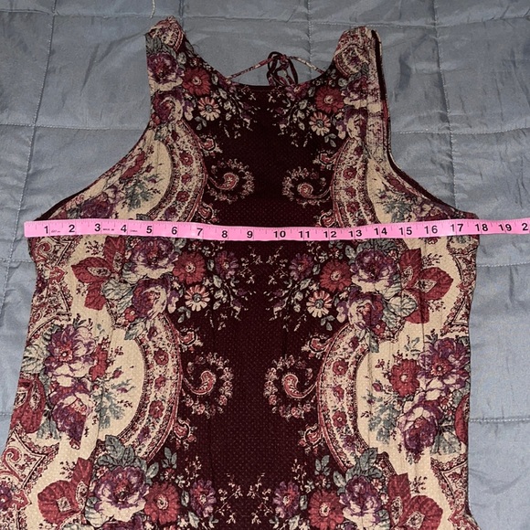 Free People Intimately Dobby Dot Slip Tunic/Mini Dress Sz. S Burgundy and Tan. - Picture 7 of 11